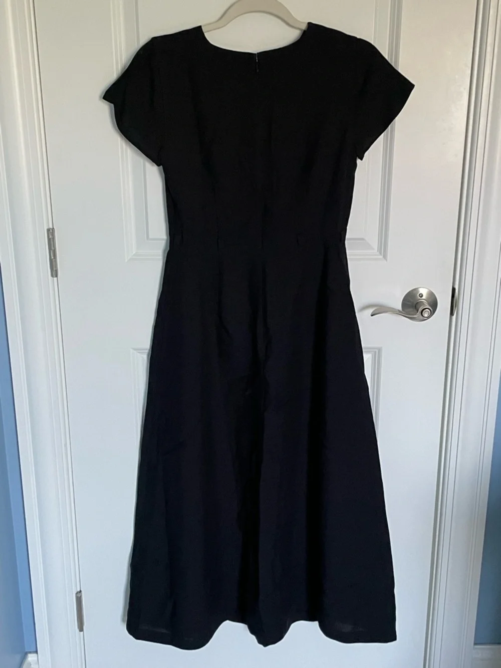J. Crew Black Luster Canvas Mathilde Midi Dress Size 0 54383